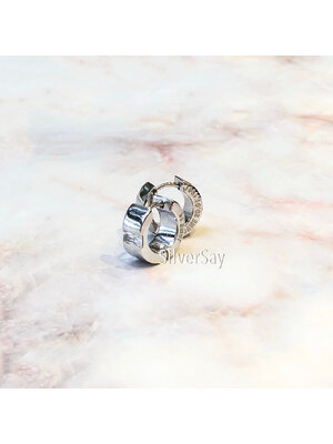 ต่างหูห่วง-ต่างหูสลักชื่อ "JAME 14" และ "JAME 20.01.1981" เงินแท้ 925 ชุบทองคำขาวา