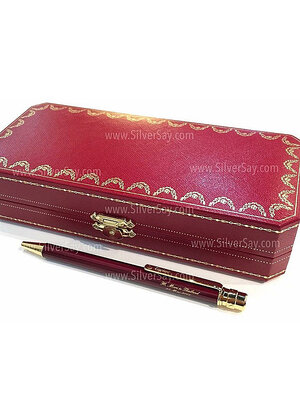 สลักชื่อ "H. Mori in Thailand 25 Mar 2015" บนปากกา Cartier