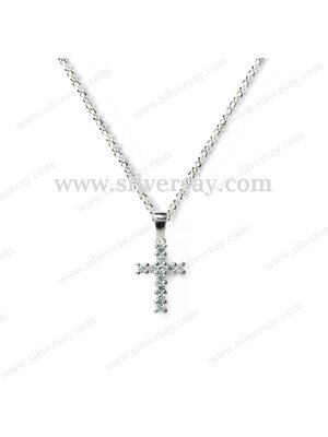 จี้ไม้กางเขนฝังเพชรสวิสแถว/หนามเตยร่วม