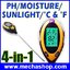 เครื่องวัดกรดด่าง มิเตอร์วัดกรดด่าง PH meter 4in1 pH Moisture Light Soil Meter Thermometer °C / °F