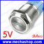 สวิทซ์กดติดปล่อยดับ มีไฟ LED ลูกศรสีเขียว 5V 16mm Flat round momentary ring lamp waterproof IP67 switch