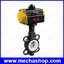 วาล์วผีเสื้อนิวเมติกส์ วาล์วลมผีเสื้อ DN100 Wafer Type Pneumatic Butterfly Valve Double Acting Cast Iron Bod,SS304 Disc,PTFE Sealing (สินค้า Pre-Order)