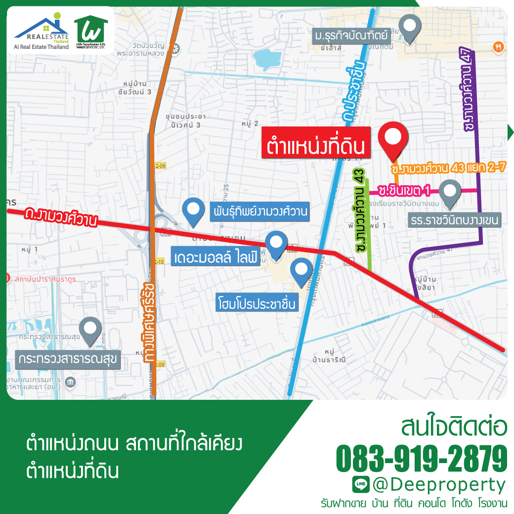📢ขายถูก! 📢 ที่ดิน 200 ตร.วา งามวงศ์วาน 43 แยก 2-7 (ชินเขต1) ใกล้เดอะมอลล์งามวงศ์วาน สำหรับสร้างบ้านเอง