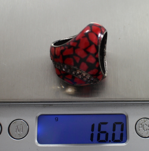 SI0094 แหวนเงินลงยาพลอยม่วงกลมเจียระไน เงินแท้ นน.19 กรัม Size 53