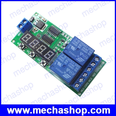 ตัวหน่วงเวลา ดีเลย์ทามเมอร์ ตัวตั้งเวลา เครื่องตั้งเวลา DC 12V 2CH Delay Relay Cycle Timer Switch Module 1-9999s for Motor LED Smart Home