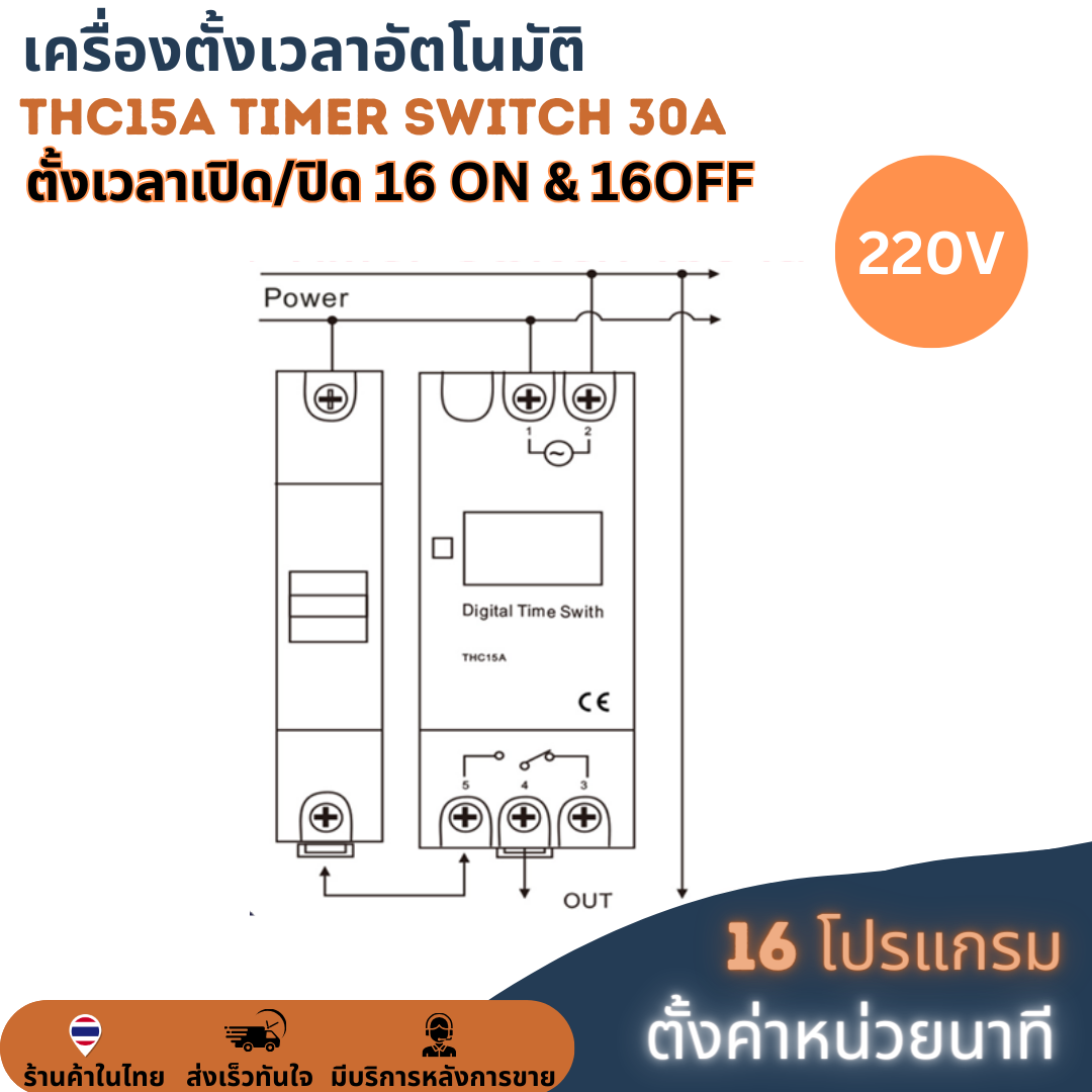 (ตั้งค่าเป็นนาที) Digital Timer Switch DC 220V 30A ทามเมอร์สวิทซ์หรือไทม์เมอร์สวิทช์ สำหรับตั้งเวลาปิด-เปิดอุปกรณ์ไฟฟ้า ตั้งเวลาเปิด-ปิดได้ 16 โปรแกรม