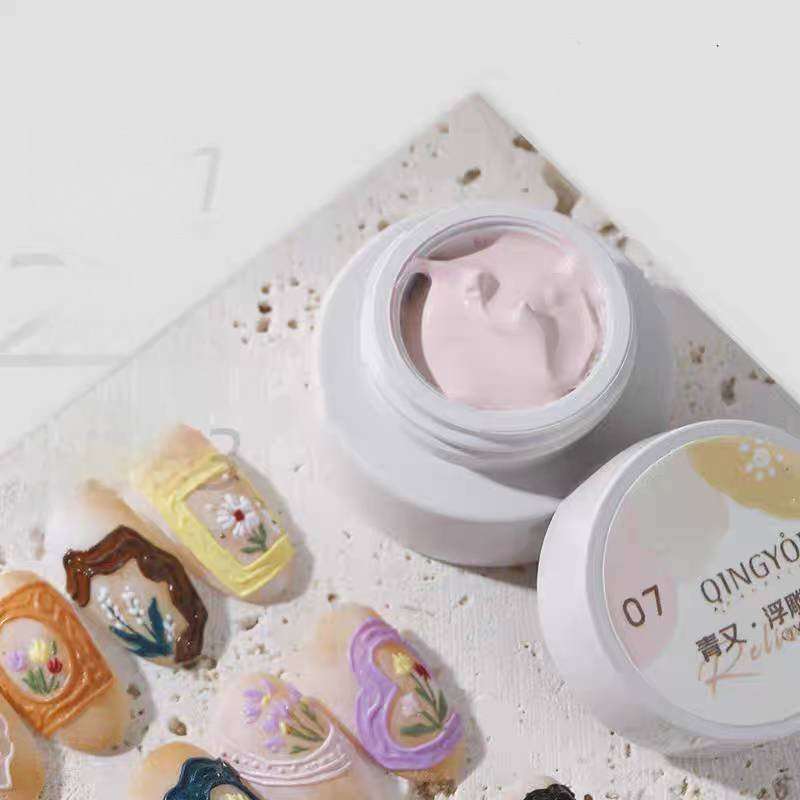 12สี/เซต สีเจลเพ้นท์นูน เจล3D เจลเนื้อพลาสติก แบรนด์QINGYOU