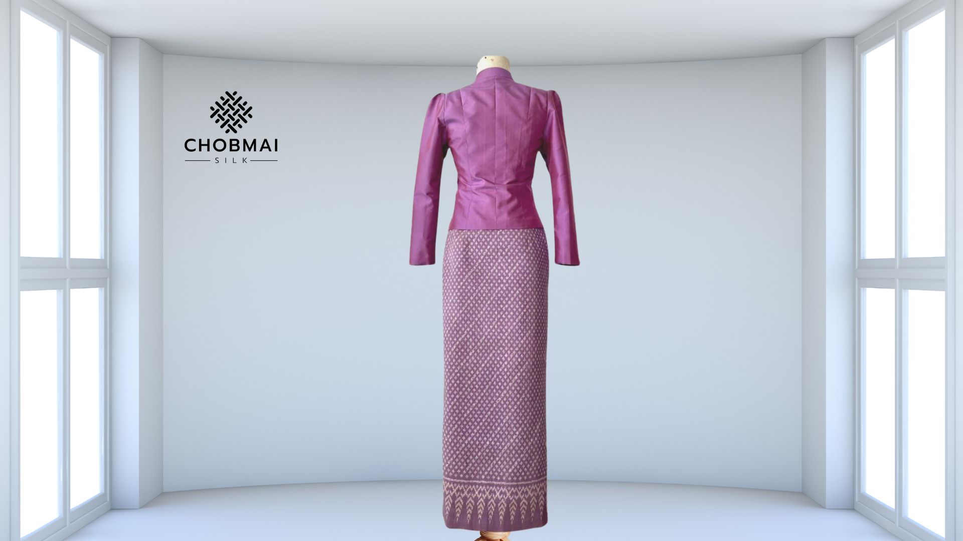 แบบตัดชุด แยกชิ้น เสื้อ+กระโปรง ชุดไทยจิตรลดา ผ้าไหม (ไม่รวมผ้า) รหัส CUT-ST002