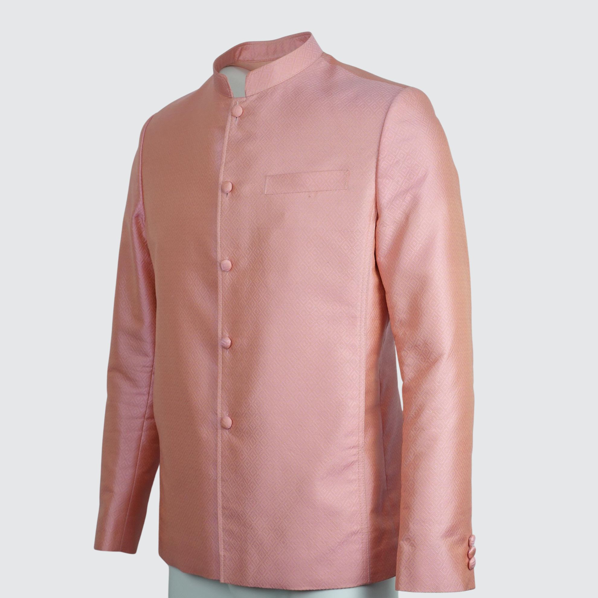 เสื้อสูทพระราชทาน แขนยาว ไหมสีพื้นเนื้อยกดอก | ตัดเย็บตามรูปร่าง | เลือกสีผ้า ส่งไซส์ได้