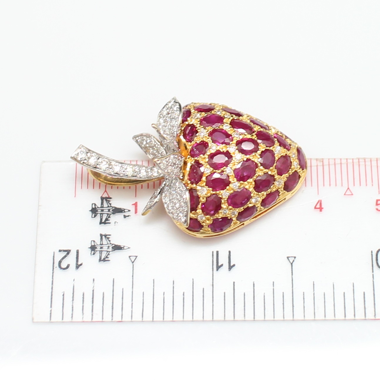 PD25071 จี้สตอเบอร์รี่ ทับทิมพม่า ประดับเพชรแท้ 1 กะรัต ทองแท้ 18k นน.รวม 8.2 กรัม ทับทิมสวยมากๆ