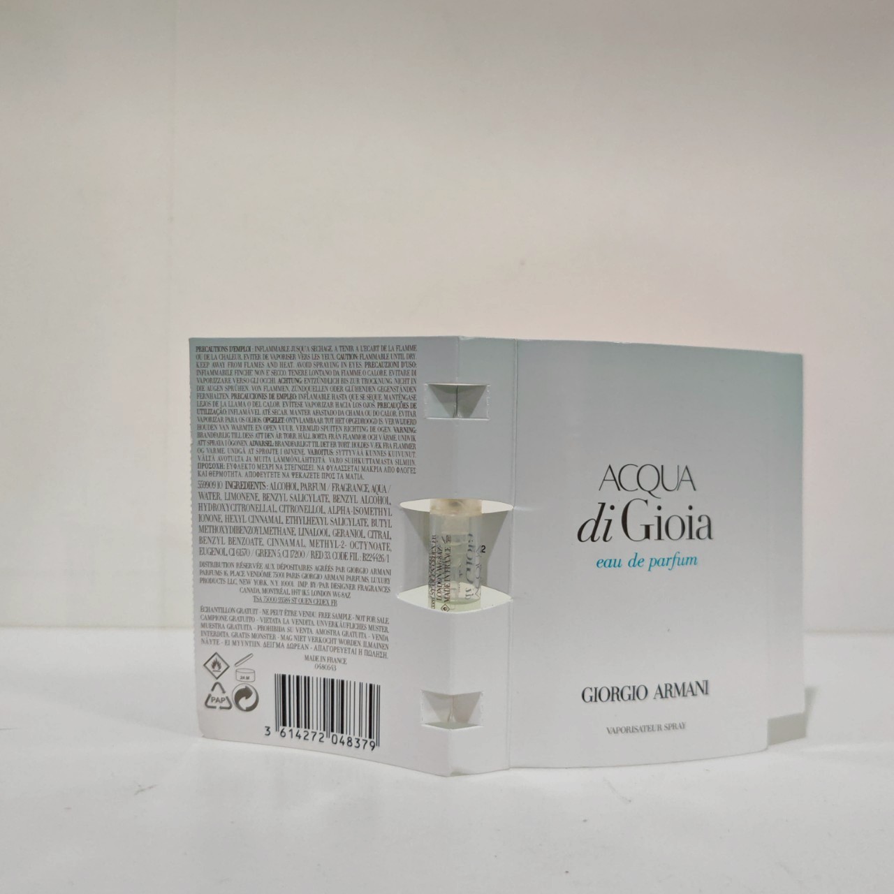 น้ำหอมไวออลหลอดทดลอง Giorgio Armani Acqua Di Gio Gioia EDP 1.2ml Spray Sample Vial แบบหลอดทดลอง น้ำหอมไวออลแบบหลอด