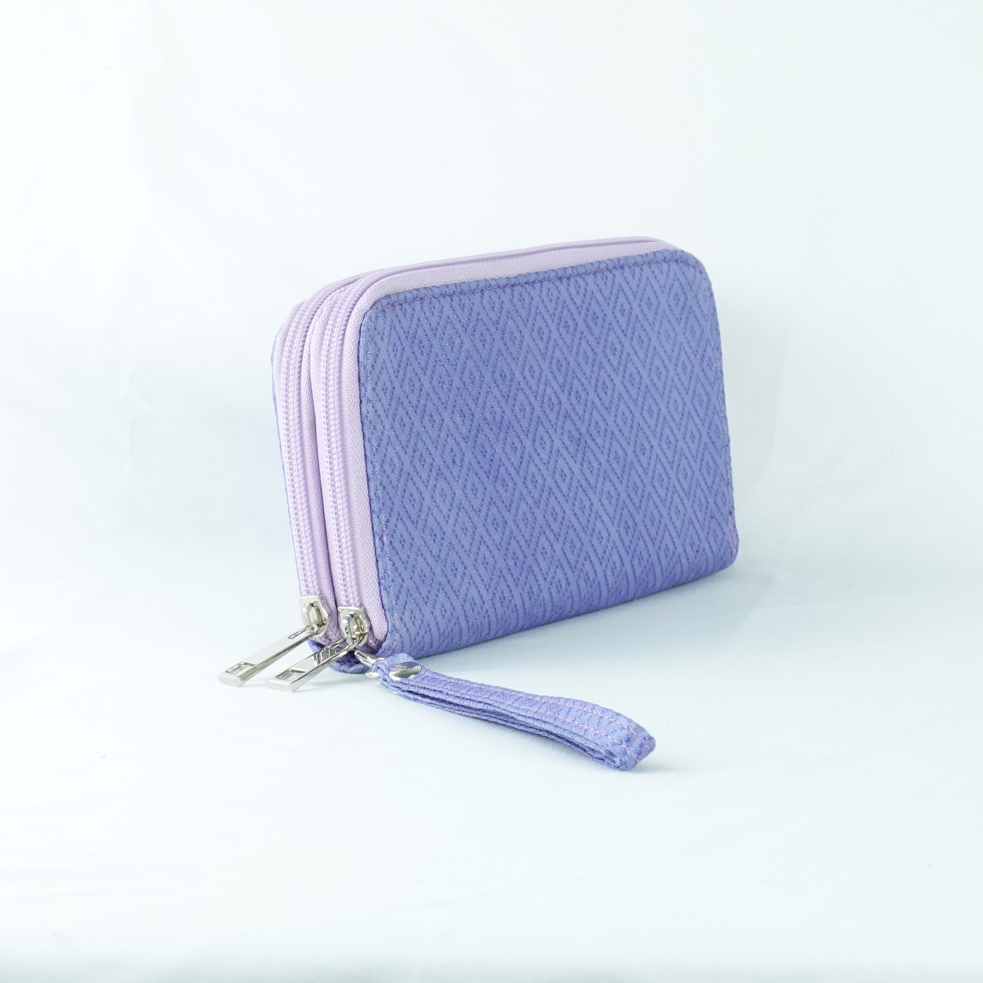 กระเป๋าเงินผ้าไหม ซิปรอบ2ซิป ขนาด 3x11x21ซม.พื้นสีม่วง รหัส GM-TT-060568169