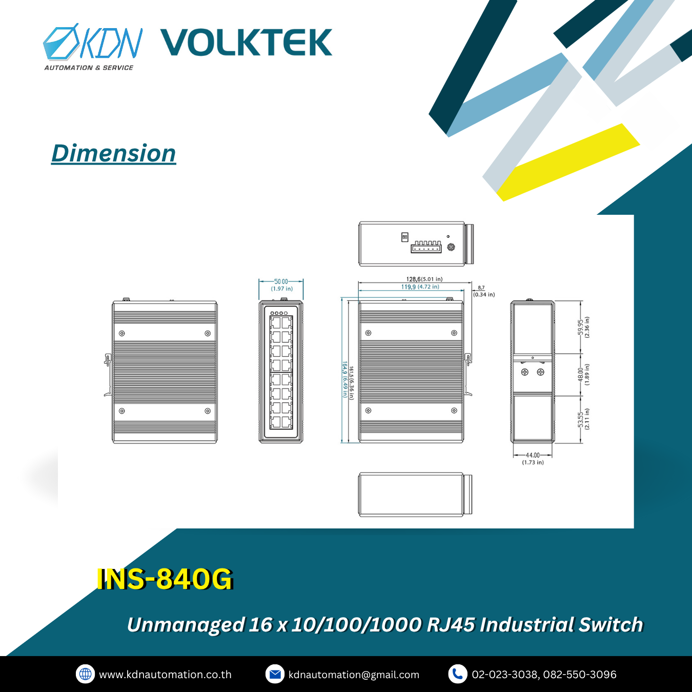 INS-840G Volktek Unmanaged 16 x 10/100/1000 RJ45 Industrial Switch