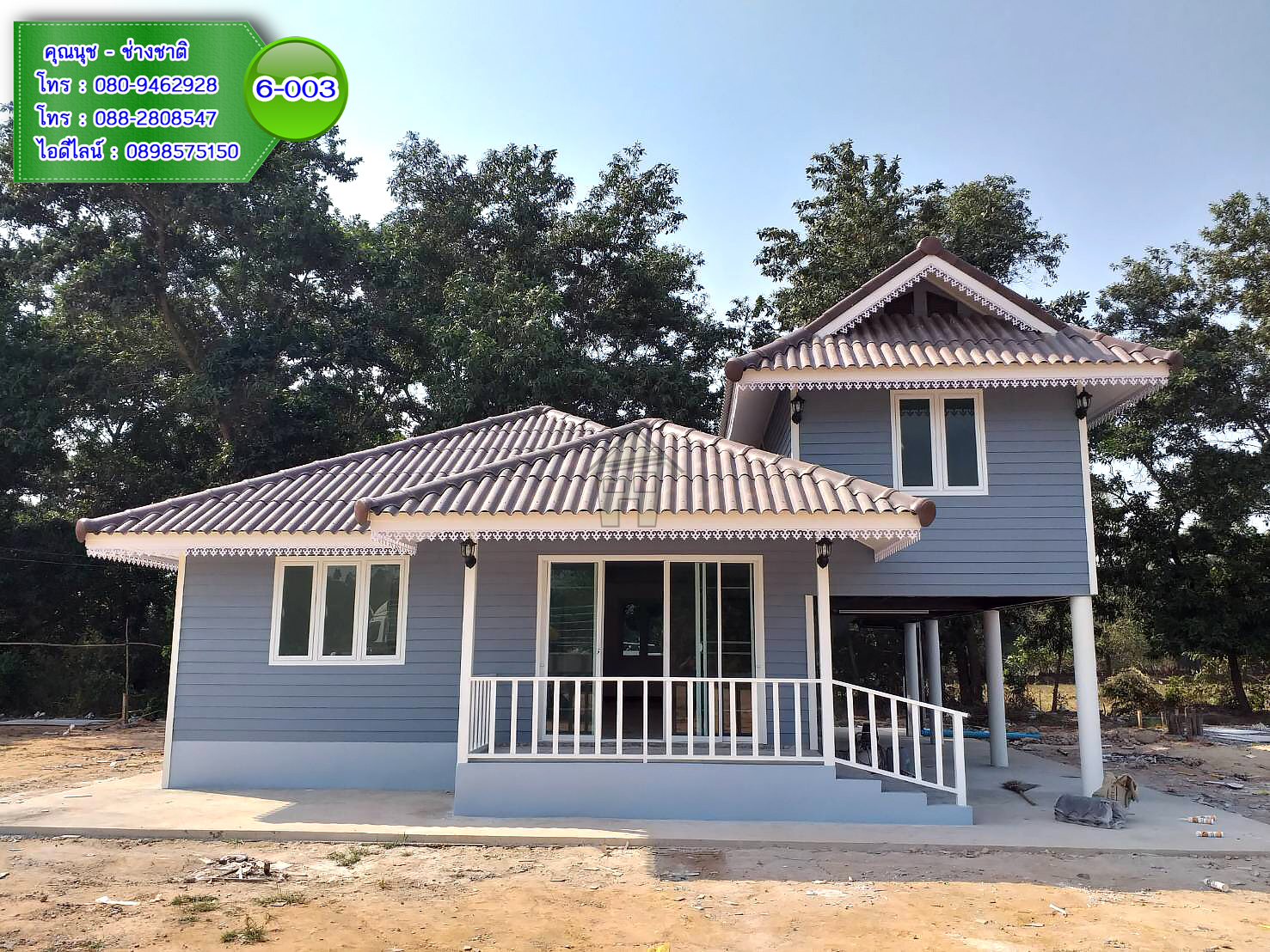 6-003 บ้านน็อคดาวน์ทรงปั้นหยาผสมมะนิลา
