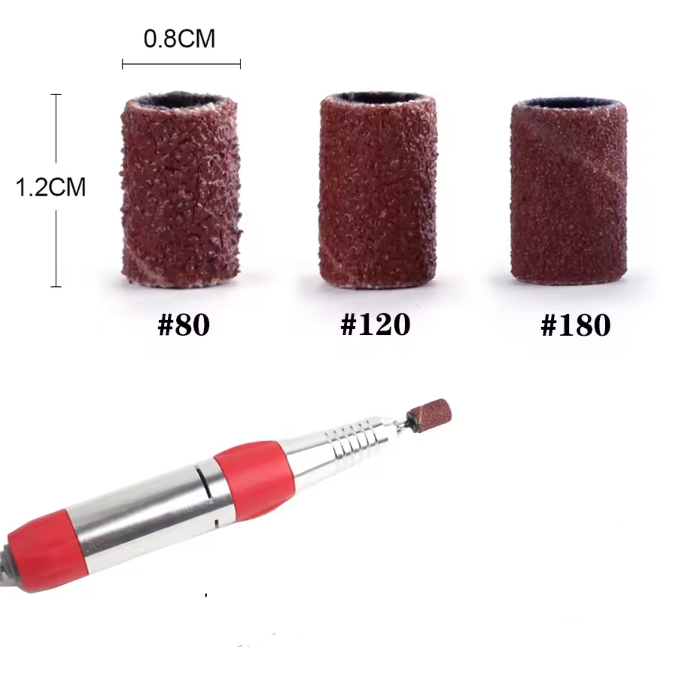 ปลอกกระดาษทรายเจียรเล็บ หัวเจียรกระดาษทราย มี3เบอร์/กล่อง 75ชิ้นพร้อมแกนเสียบ