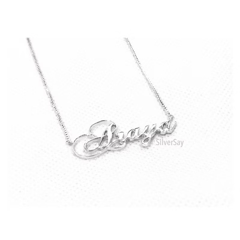 จี้ชื่อ-สร้อยชื่อ "Araya" พร้อมสร้อยลายอิตาลี เงินแท้ 925 ชุบทองคำขาว