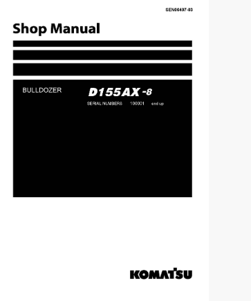 หนังสือ คู่มือซ่อม โอเวอร์ฮอล วงจรไฟฟ้า วงจรไฮดรอลิก จักรกลหนัก D155AX-8 100001 (ทั้งคัน) EN