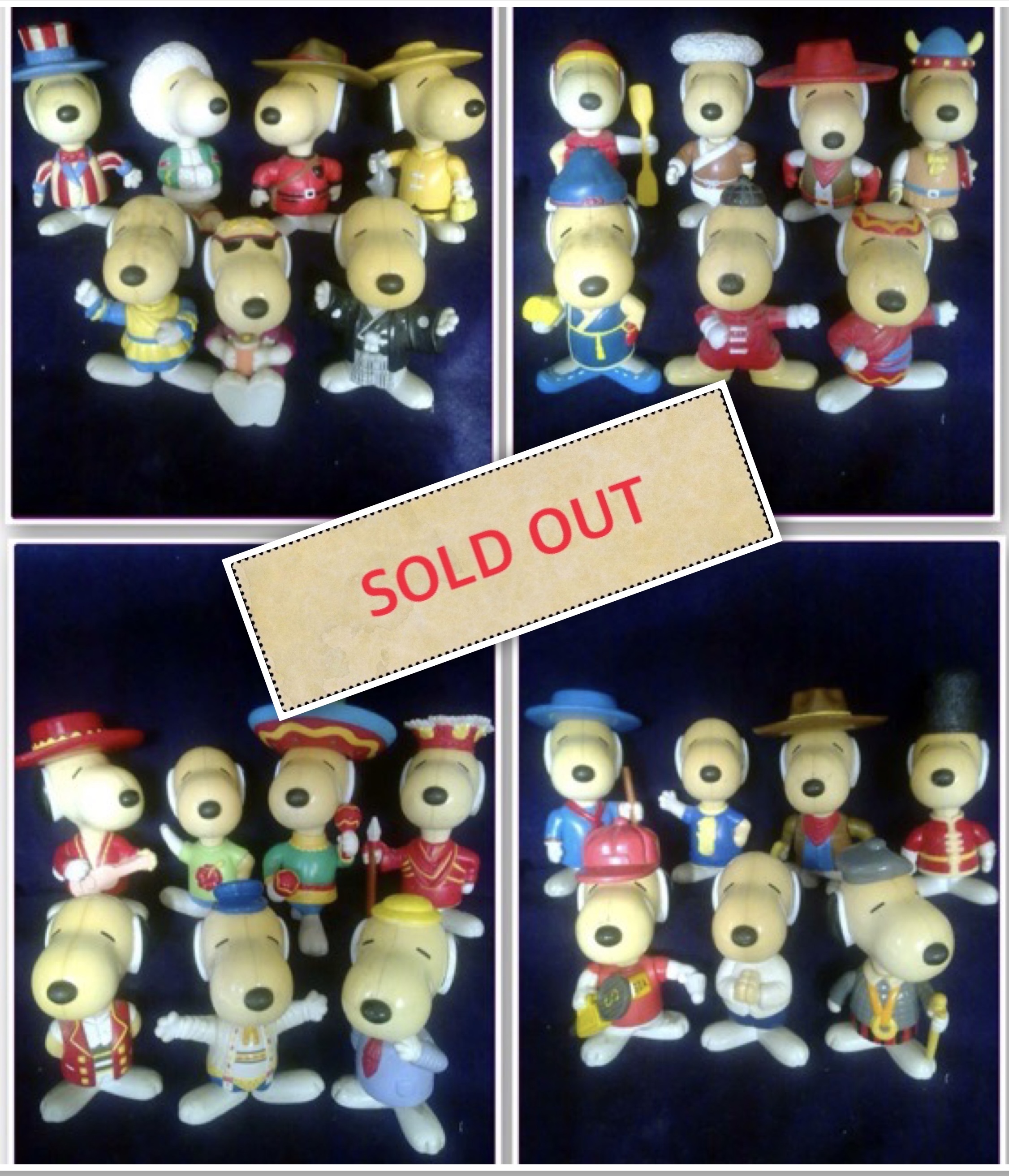 Snoopy หายากครบเซ็ต 4 ชุด ของแท้ Series 1 มีหลายเชื้อชาติ ทั้งหมด 28 ตัว เป็นชุดประจำชาติของประเทศต่างๆ ตัวหุ่นมีขนาด 11 เซ็นติเมตร