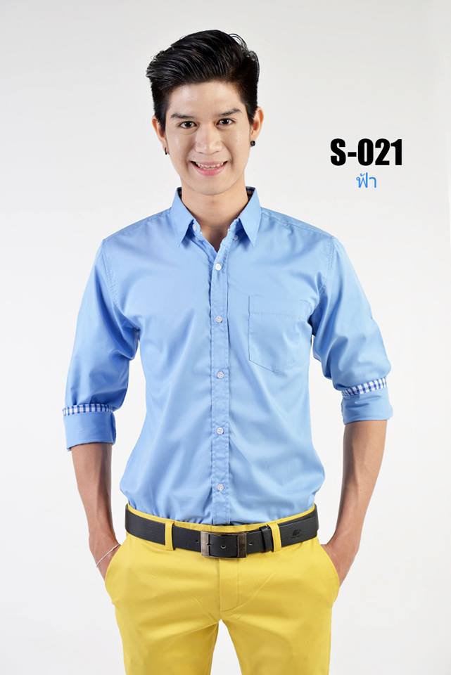 เสื้อเชิ้ตผู้ชายสีฟ้า S-021