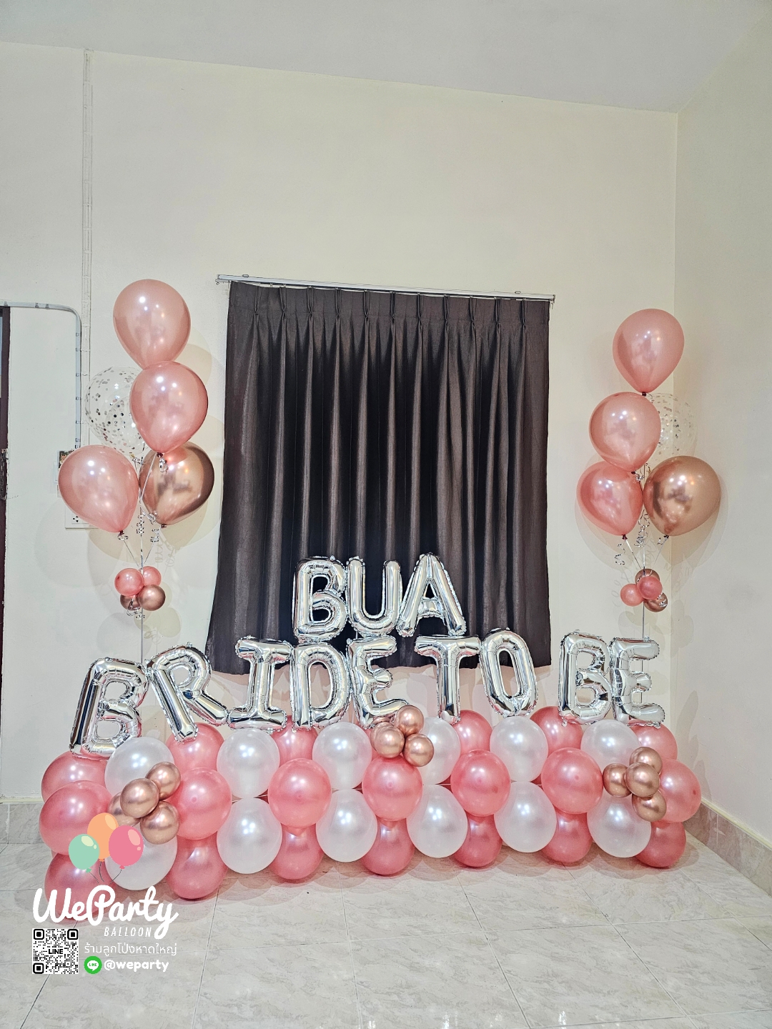 ลูกโป่งสละโสด Bride to be ฐานตั้งข้อความ1ชิ้น+ช่อลอย2ช่อ สนใจติดต่อสั่งซื้อ Line: @weparty (มี@ ด้านหน้า)