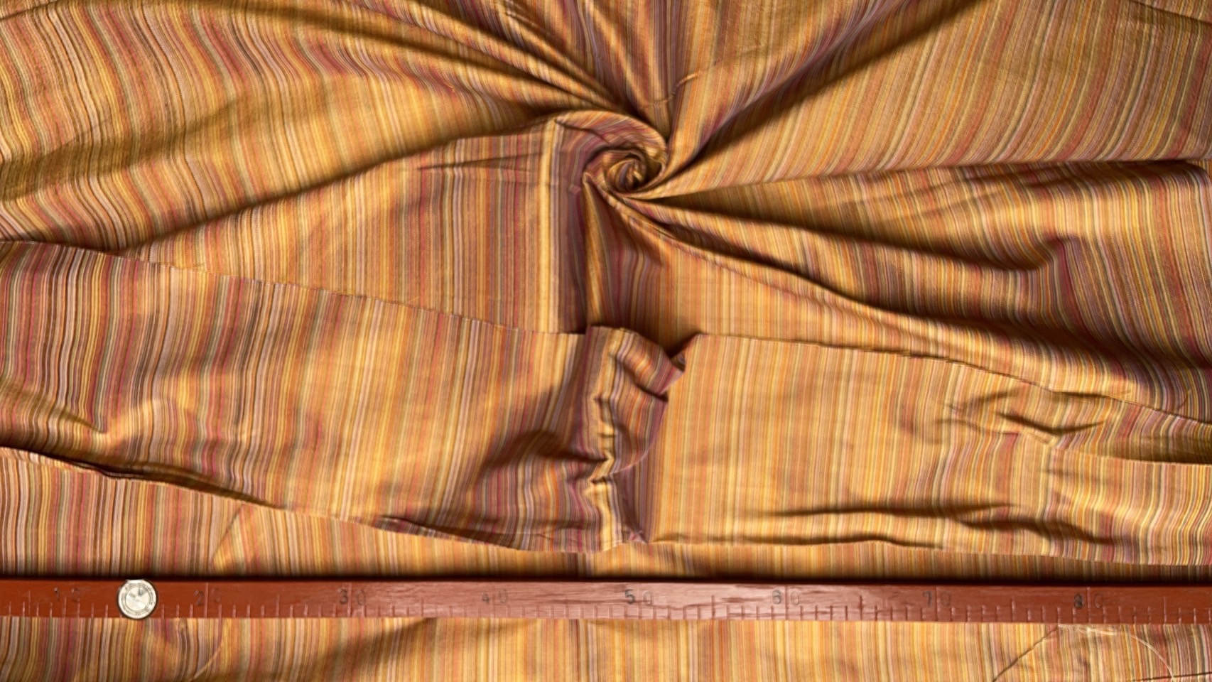 ผ้าไหม ลายริ้ว ไหมแท้ multicolor สีส้ม ตัดขายเป็นเมตร รหัส MC-76-P4049