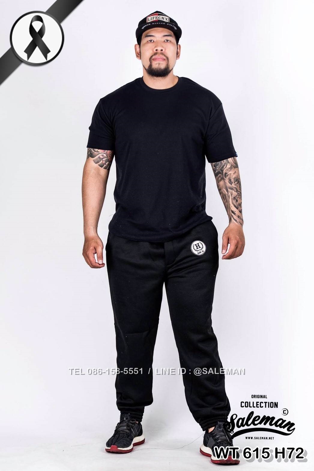 กางเกง JOGGER พรีเมี่ยม ผ้าวอร์ม รหัส WT 615 u72 สีดำ