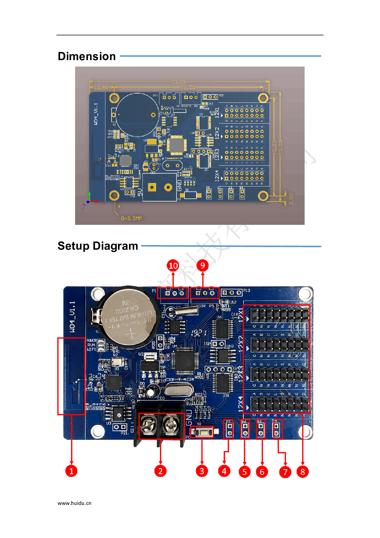 แผงควบคุม ป้ายไฟวิ่ง HD-W04 WIFI Android,IPhone