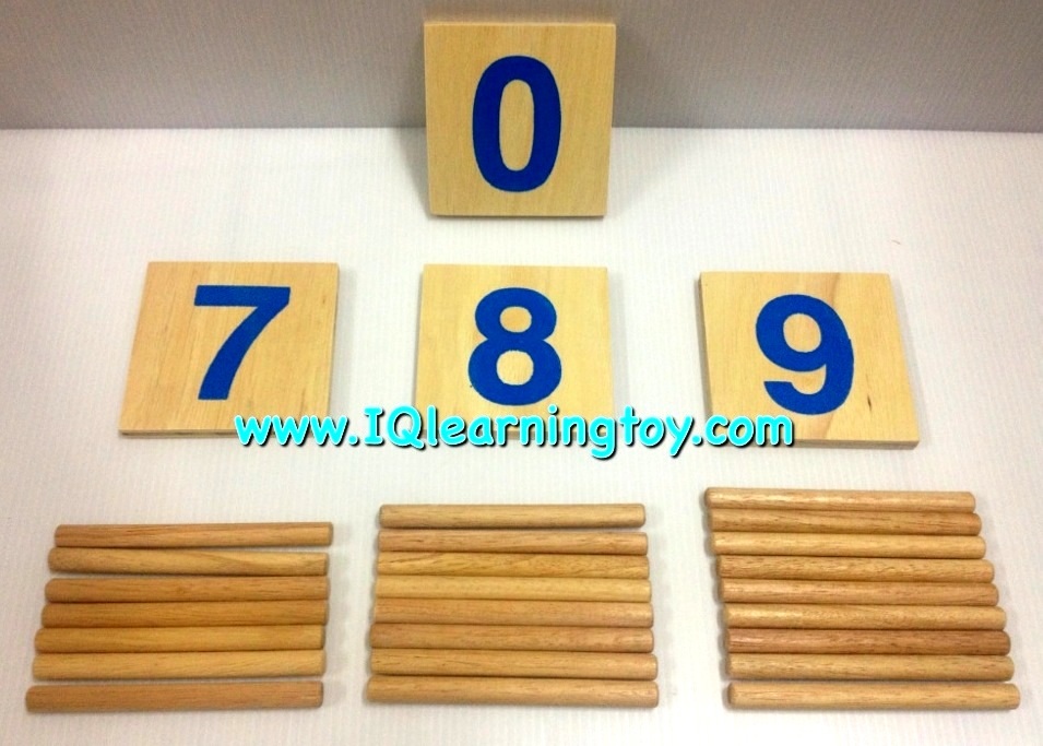 Montessori (ชุดแท่งไม้คณิตศาสตร์ M ) ชุดแท่งไม้สอนเรื่องการนับจำนวน 0-9 ให้เข้าใจได้ง่ายขึ้น ส่งฟรี