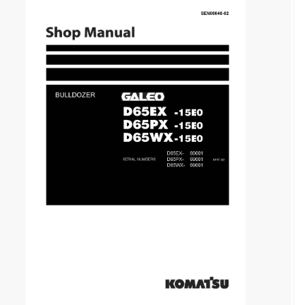 หนังสือ คู่มือซ่อม วงจรไฟฟ้า จักรกลหนัก BULLDOZER D61EX-15E0 30324, D61PX-15E0 30324, D61WX-15E0 30324 (ทั้งคัน) EN