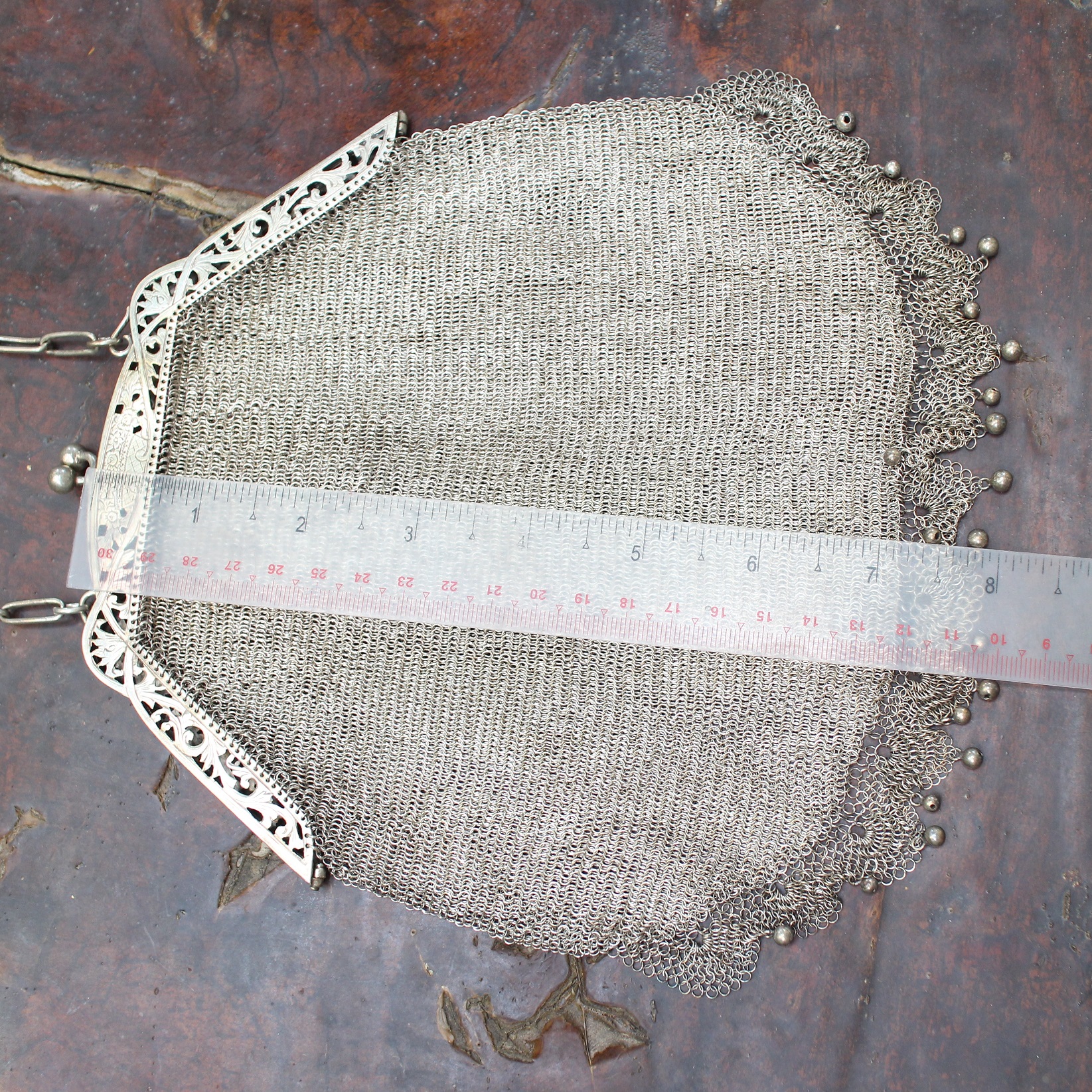 SI336 กระเป๋าเงินถัก เงินแท้ 92.5% นน. 278 กรัม ขนาด 7.5*8 นิ้ว ไม่รวมสาย