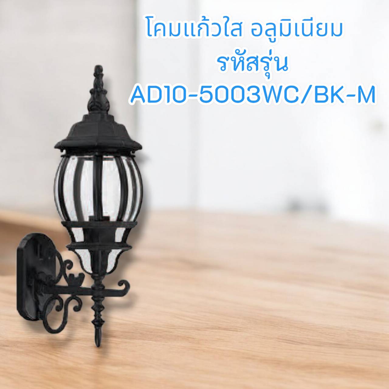 โคมผนังอลูมิเนียมแก้ว รหัสรุ่น AD10-5003WC/BK-M