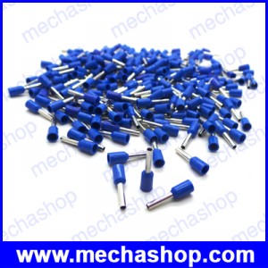 (จำนวน100ชิ้น) ขั้วต่อหางปลา ข้อต่อสายไฟ แบบหุ้ม PVC Insulated Bootlace Ferrules E1008 1.0sq.mm AWG : 18 สีน้ำเงิน