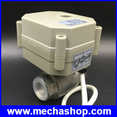 มอเตอร์วาล์วไฟฟ้า สแตนเลส ขนาด 1/2นิ้ว DN15 Electric Motorized Valve Stainless Steel 9-24V (จ่ายไฟเปิด ดับไฟปิด) 2สาย