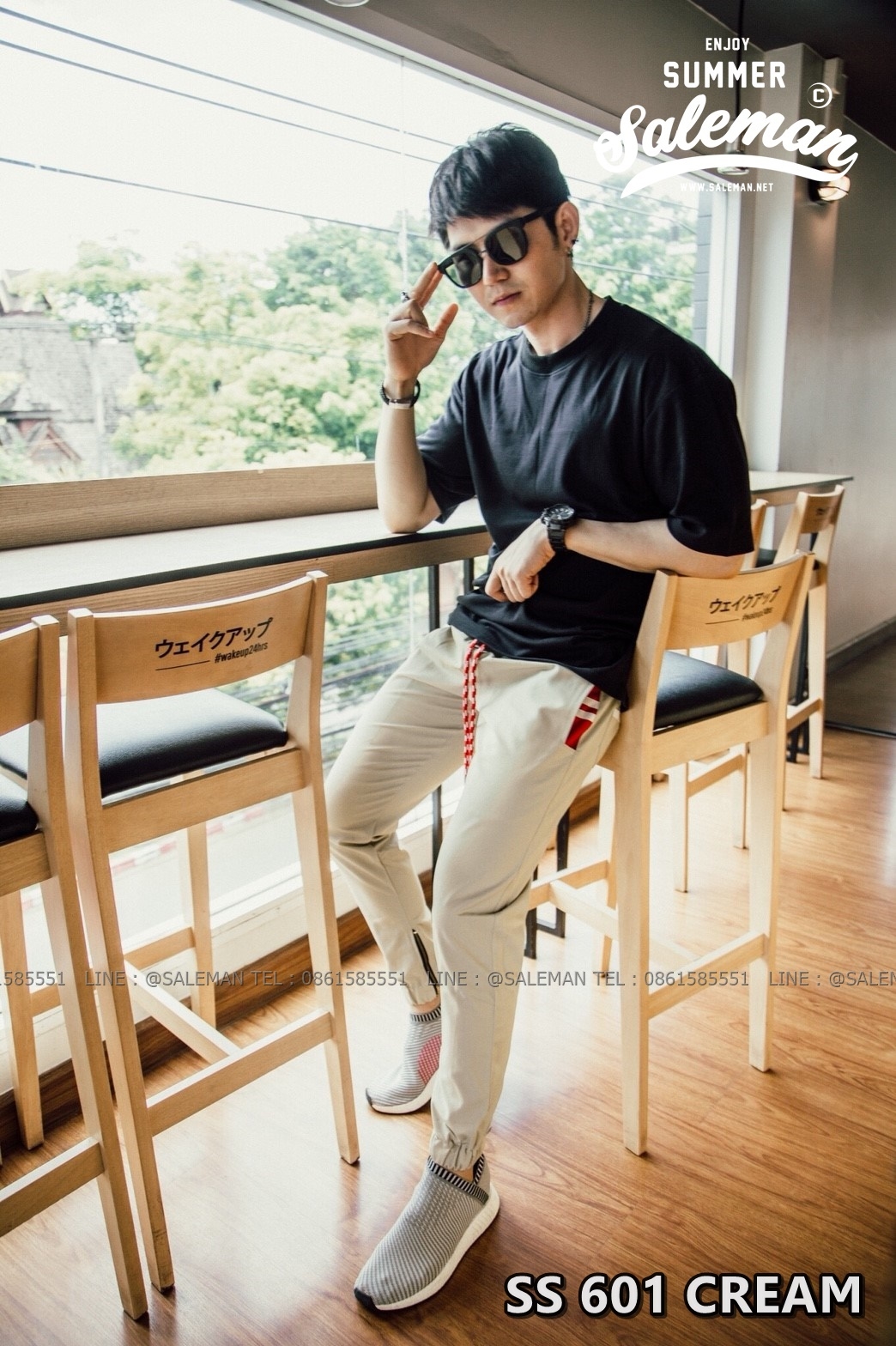 กางเกง JOGGER พรีเมี่ยม ผ้า COTTON รหัสSS 601 CREAM