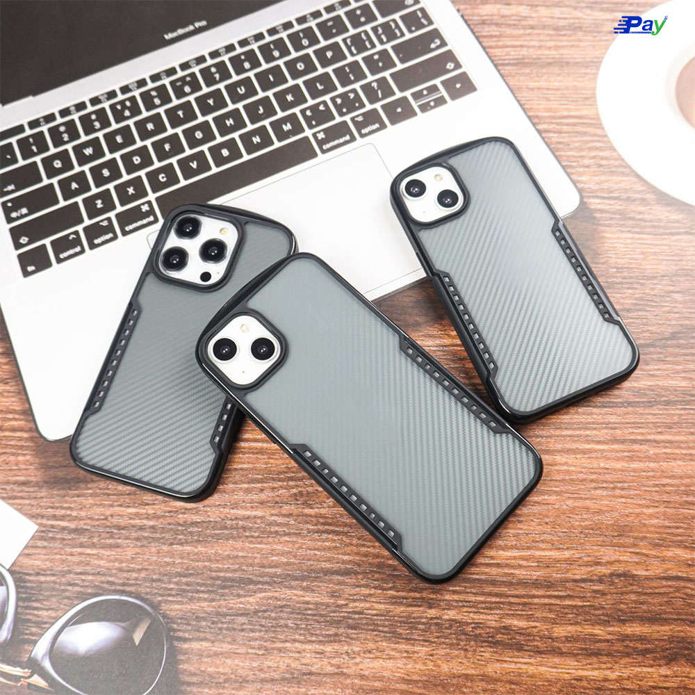 เคสโทรศัพท์ iPhone ลายเคฟล่า เคสขุนสีดำ กันกระแทก สำหรับ14/14 Pro/14 Plus
