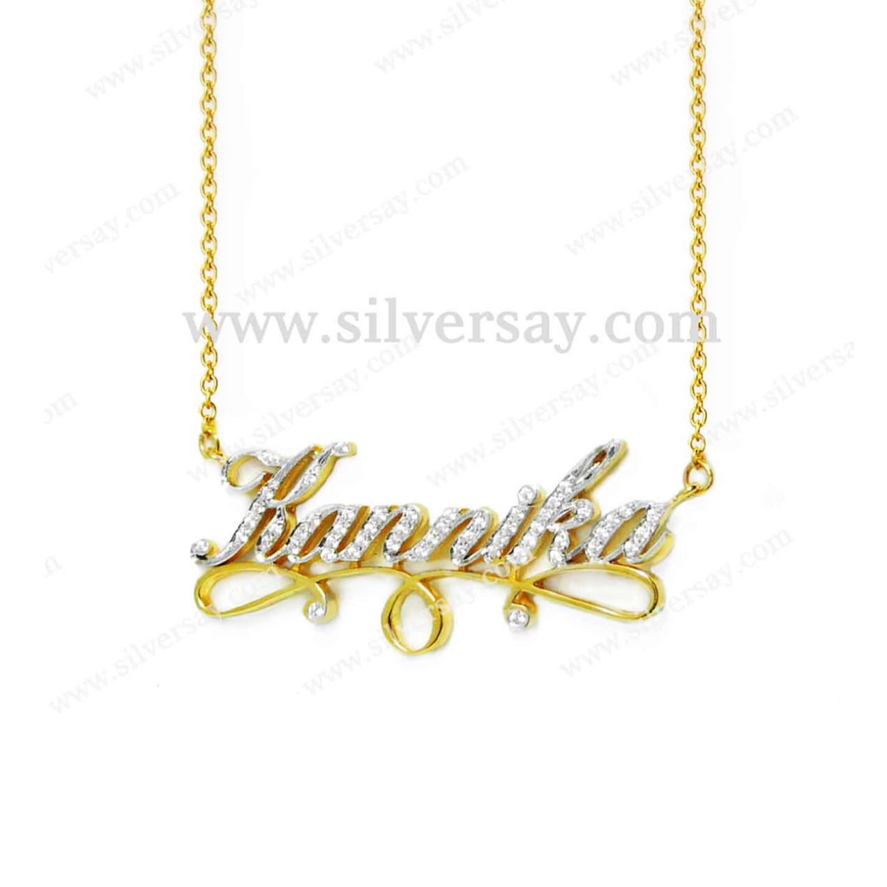 สร้อยข้อมืออักษร "I LOVE YOU" ฝังเพชรสวิสแถว