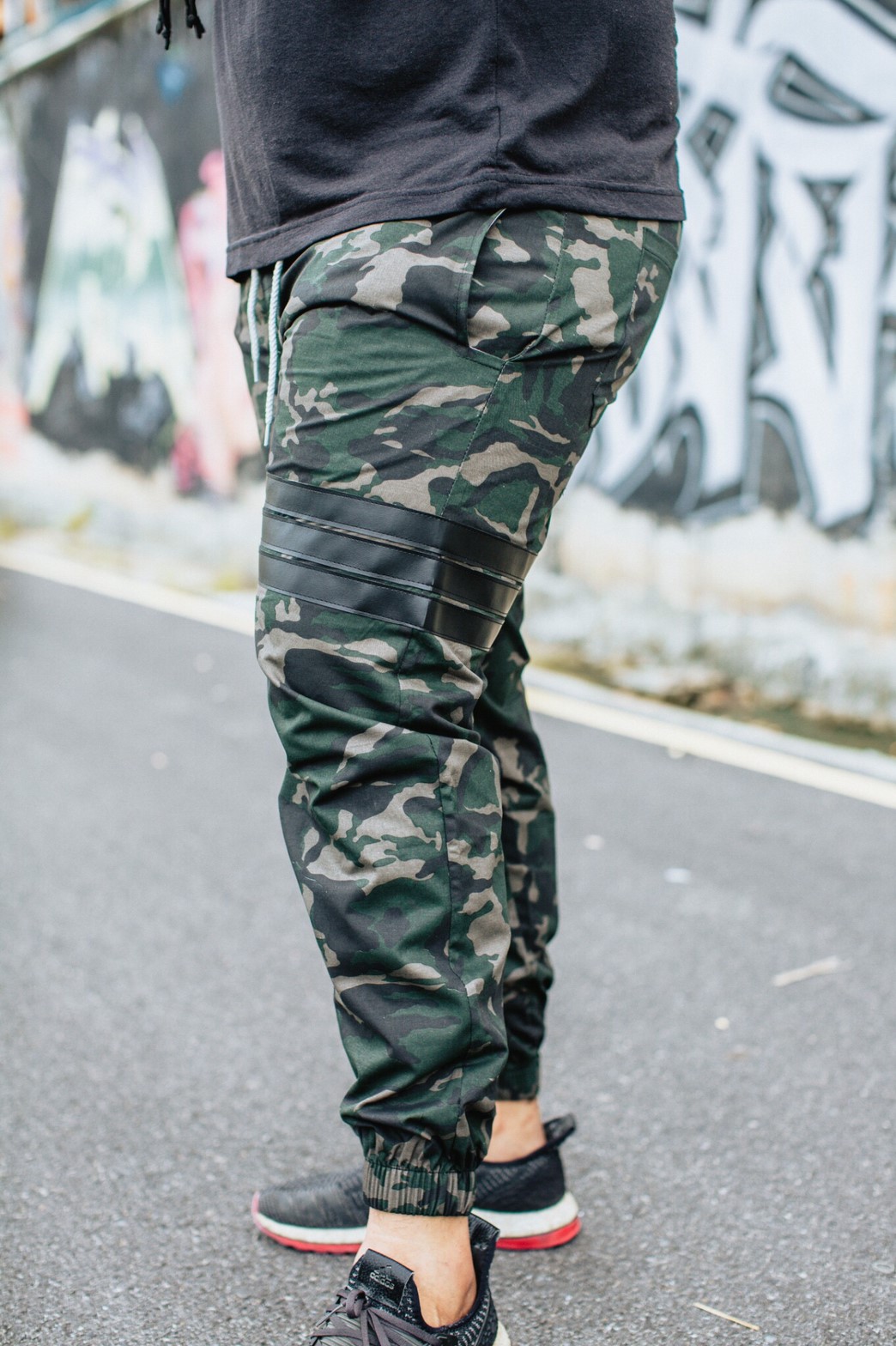 กางเกง Jogger ขาจั๊ม พรีเมี่ยม ผ้าCotton รหัส ขายาว SST 641 BB TAX ทหารแถบดำ