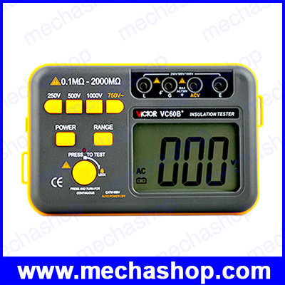 เมกกะโอห์มมิเตอร์ เครื่องตรวจสอบฉนวนแบบดิจิตอล 0.1~2000m ohm Victory VC60B+ Digital Insulation Tester Meter Megger Megohmmeter