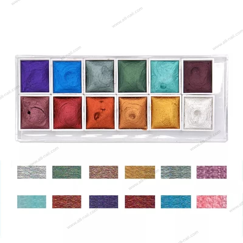 สีเพ้นท์เมทัลลิค สีเพ้นท์เล็บMetallic สีกระจกเพ้นท์เล็บ (1set/12สี)