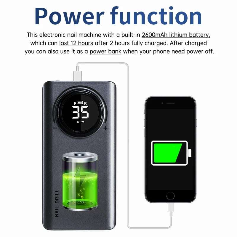 เครื่องเจียรเล็บไฟฟ้า ที่เจียรเล็บ มีแบตในตัว 35000RPM