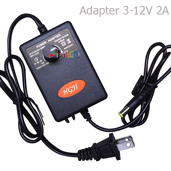 อะแดปเตอร์ ปรับค่าได้ 3-12V 2A หัวแจ๊ก 5.5x2.5mm Adjustable Power Adapter Supply
