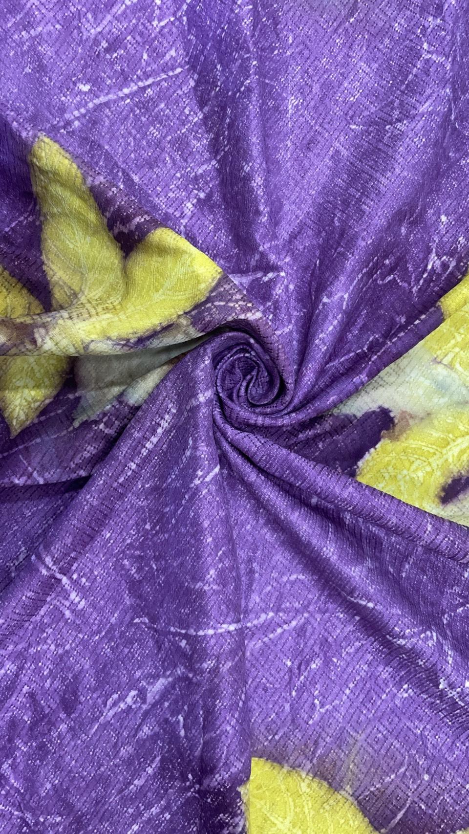 ผ้าคลุมไหล่ผ้าไหม Eco print เนื้อยกดอก มีชายครุย ขนาด 60x180ซม. สีม่วง รหัส ECO-82-11146811