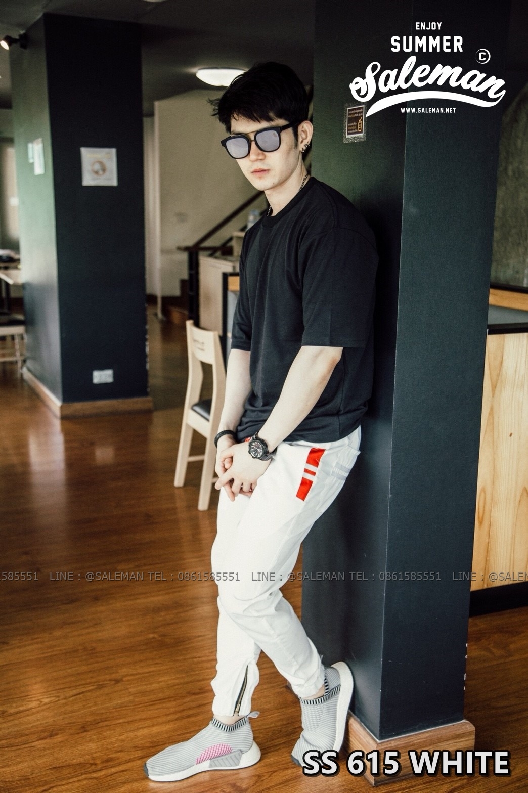 กางเกง JOGGER พรีเมี่ยม ผ้า COTTON รหัส SS 622 WHITE