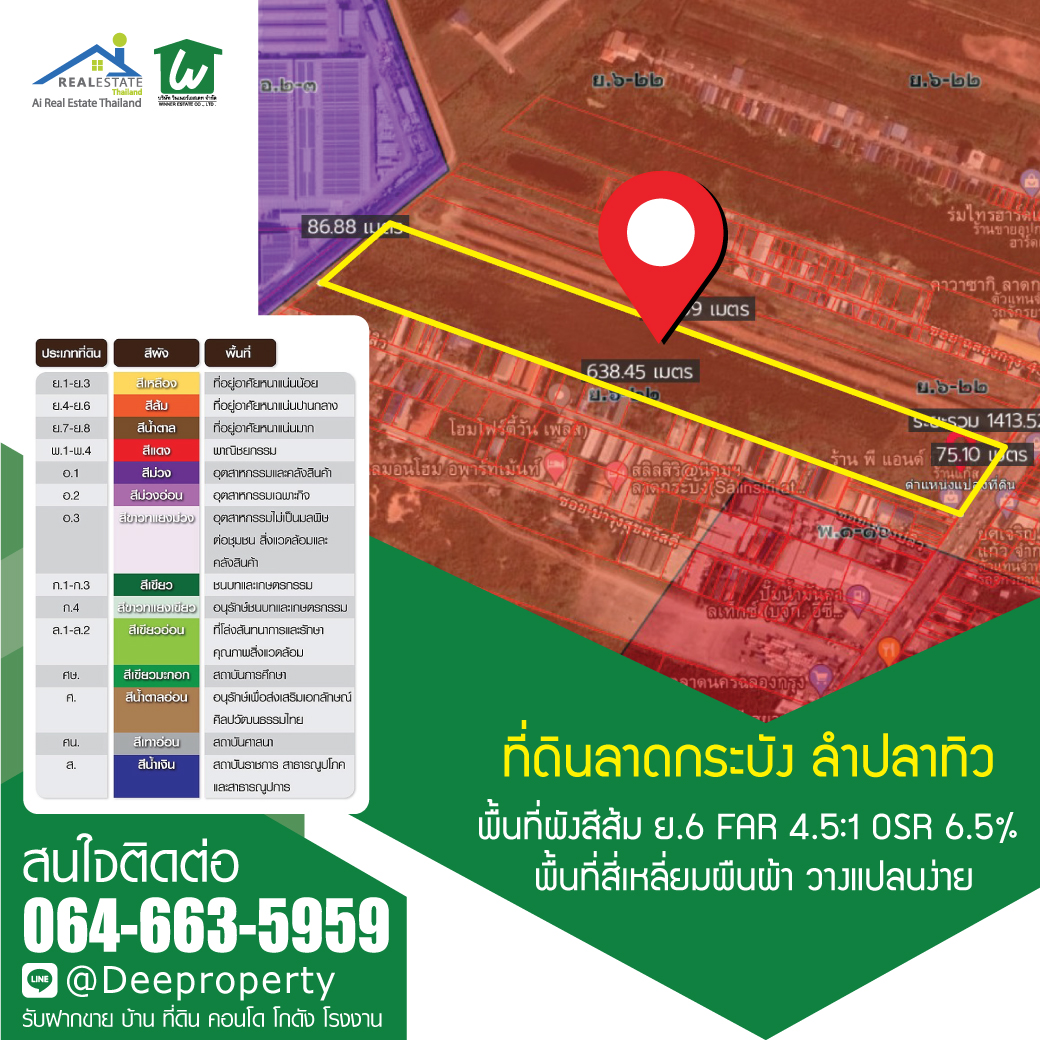 ขายที่ดิน ติด ถนนฉลองกรุง ลาดกระบัง ลำปลาทิว 29-0-29 ไร่ ใกล้นิคมลาดกระบัง เหมาะทำโครงการจัดสรร โกดังกระจายสินค้า โชว์รูม
