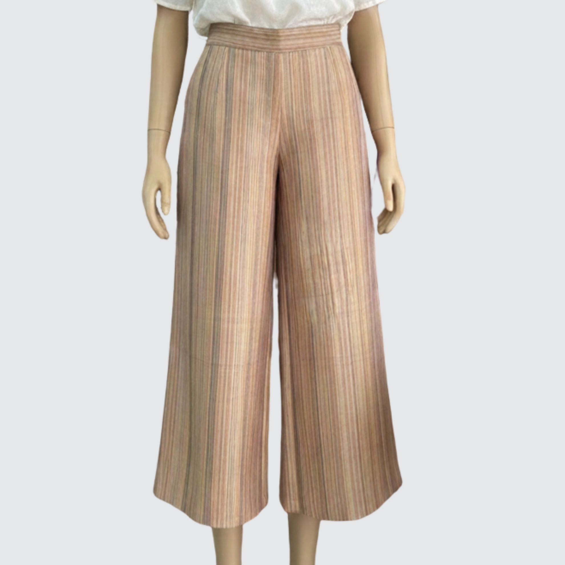 กางเกงขากระบอก ตัดเย็บจากผ้าไหมลายริ้ว ไหมแท้100% | ตัดเย็บตามรูปร่าง | เลือกผ้า ส่งไซส์ได้