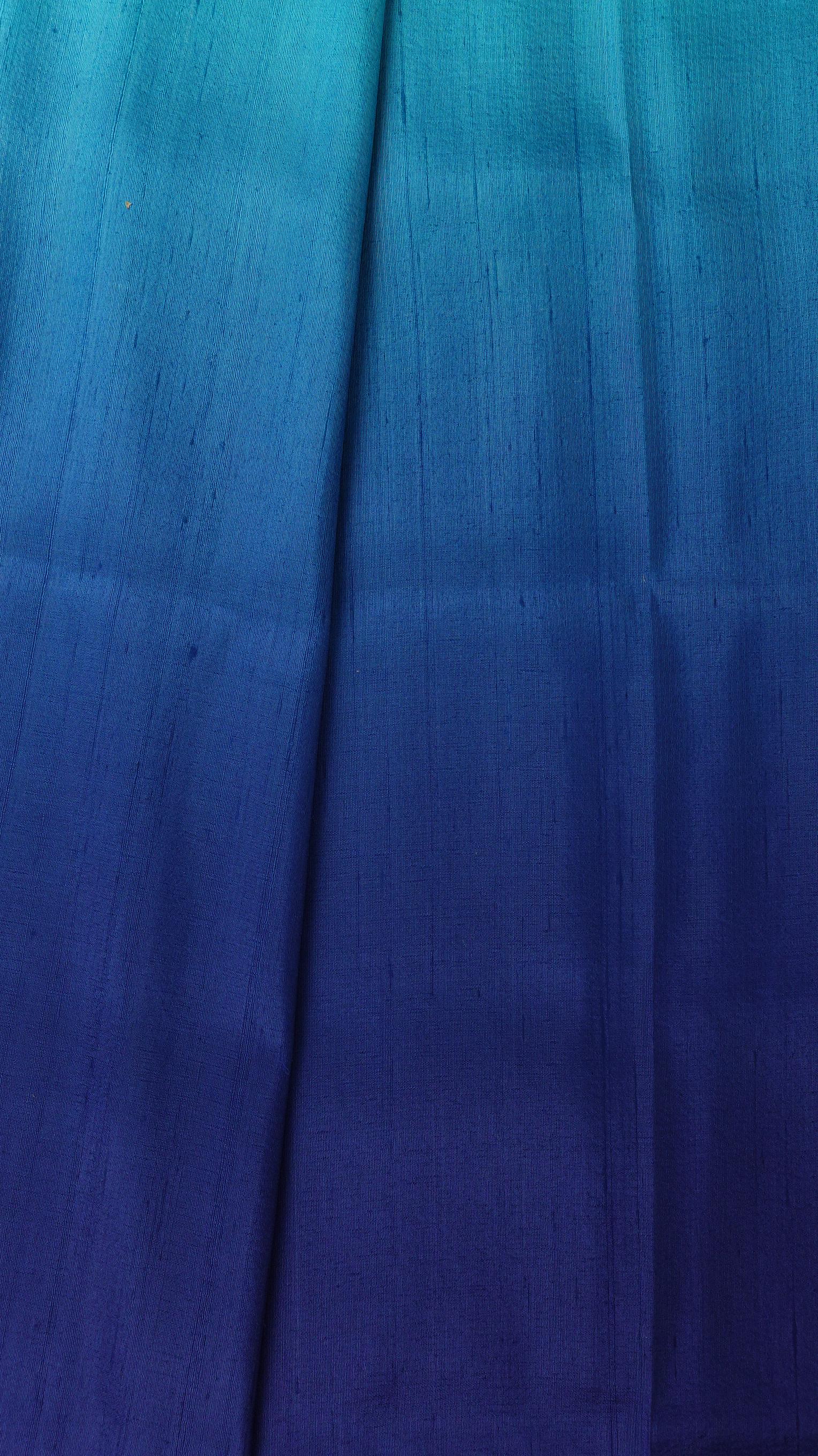 ผ้าไหมย้อมสไลด์สี ไหมบ้านทอมือ 2ตะกอ สีฟ้า-สีน้ำเงิน เลือกขนาด รหัส BT-TT-03066816