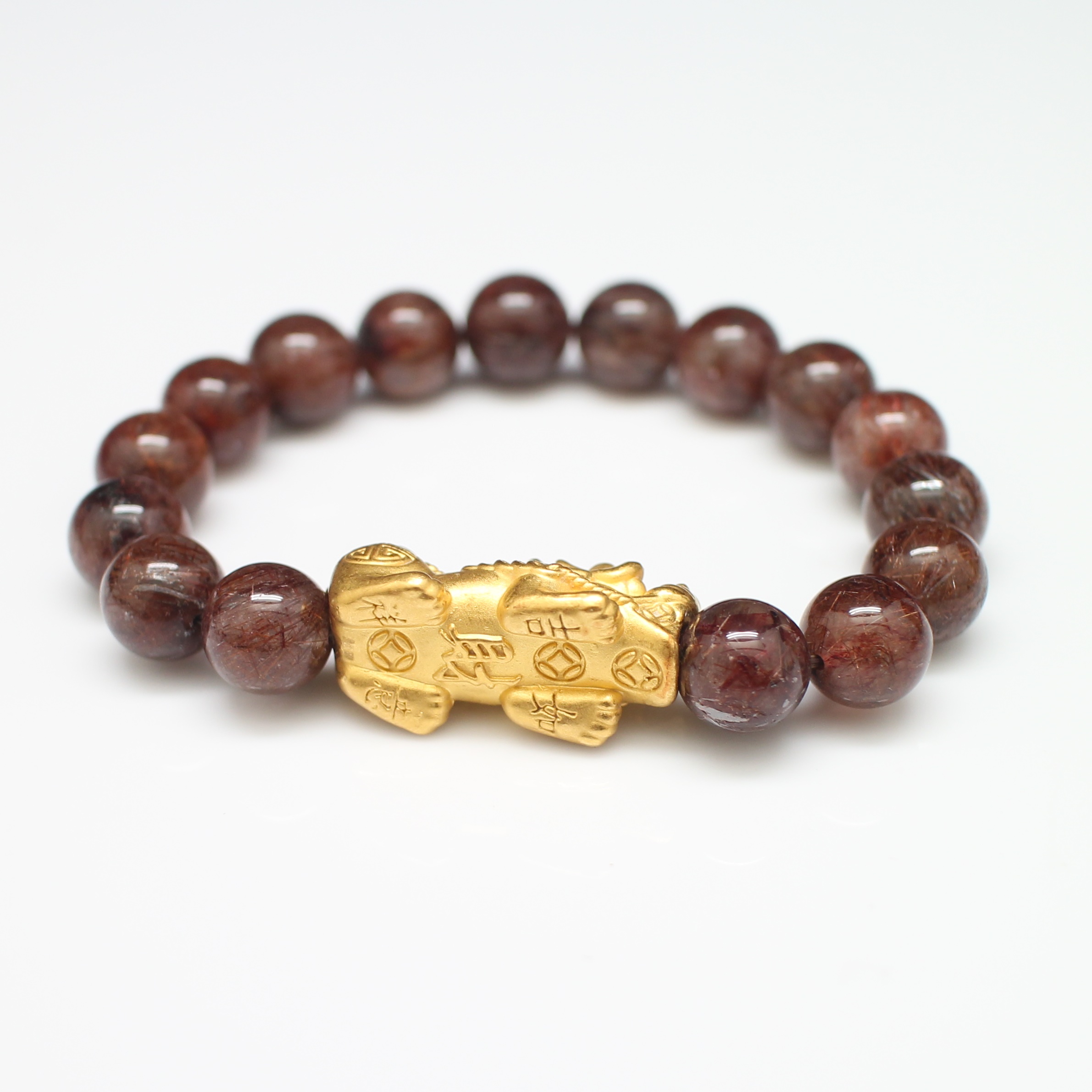 BL25159 สร้อยข้อมือปี่เซี๊ยะร้อยไหมทอง ปีเซี๊ยะทองแท้ 99.99% นน.รวม 30 กรัม ฟรีไซส์