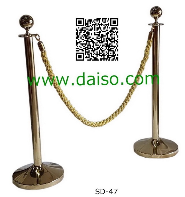 เสากั้นทางเดินสแตนเลสชุบสีทอง เสากั้นทางเดินแบบใช้สายคล้องสีทอง