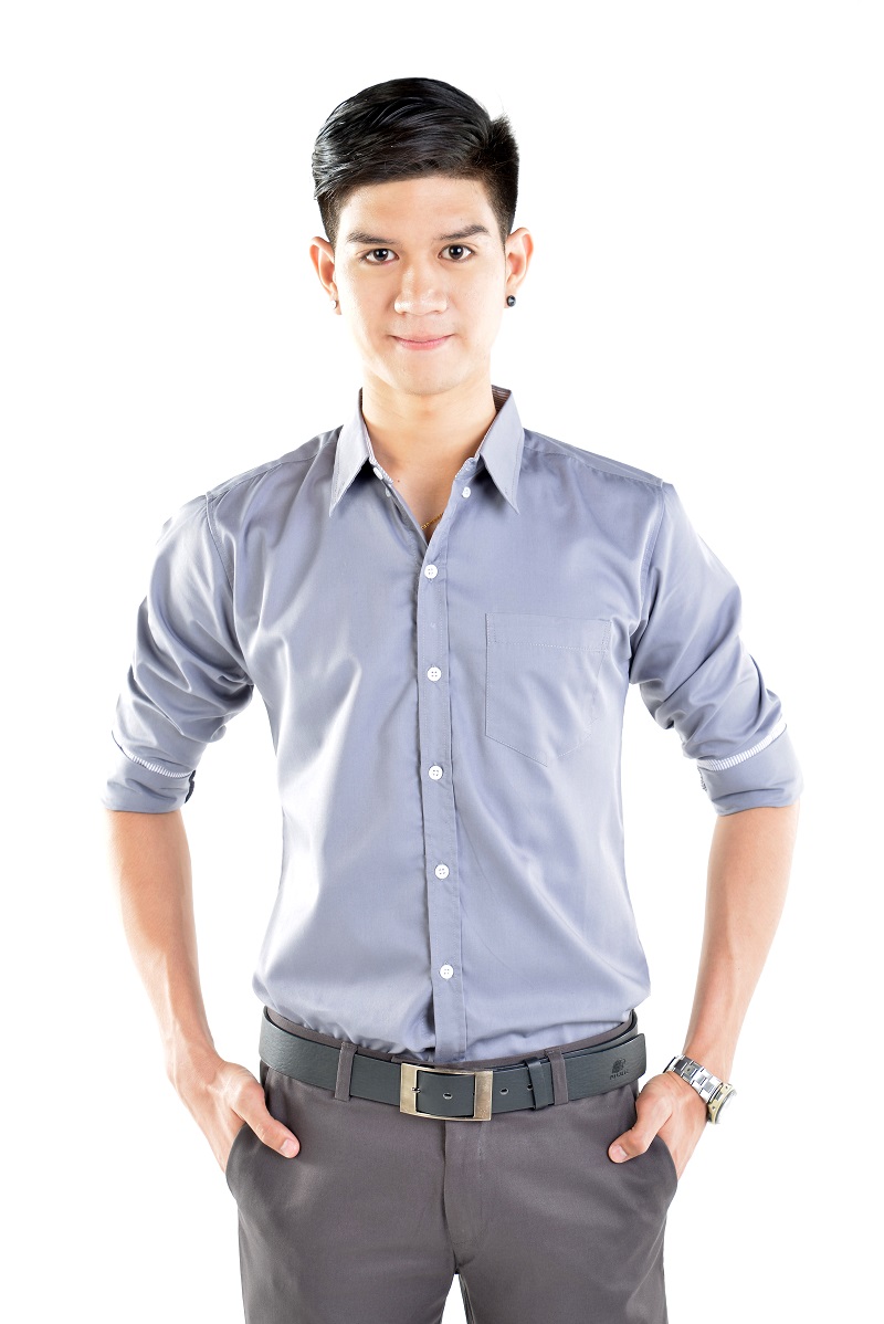 เสื้อเชิ้ตผู้ชายสีเทา S-020