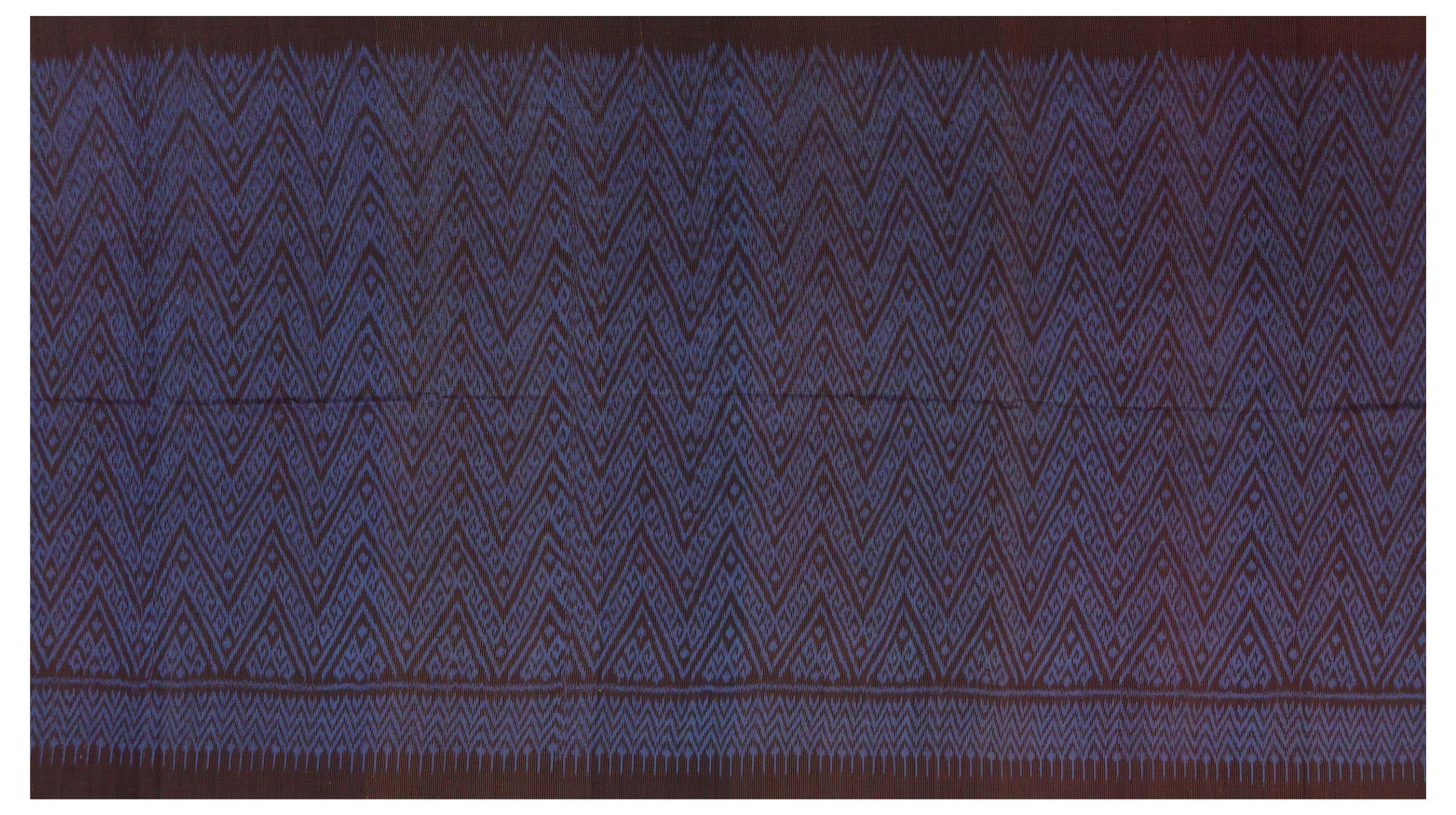 ซิ่น ผ้าไหมมัดหมี่ 3ตะกอ ไหมควบเส้น ขนาด 1x2เมตร ลายบันไดสวรรค์ พื้นสีน้ำตาล ลายมัดหมี่สีม่วง รหัส R2Q-ME-066-122067091